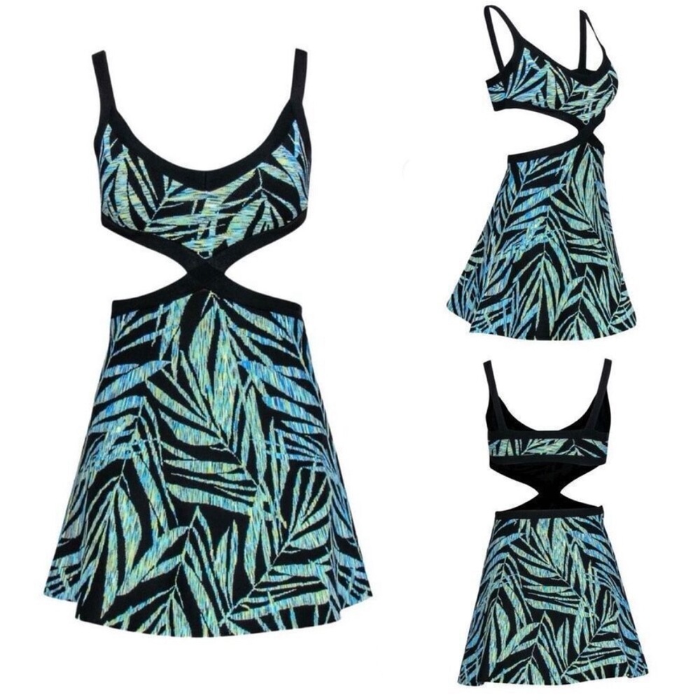 BCBGMaxAzria Blue and Black Backless Dress